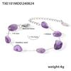 Collar y pulsera de acero inoxidable irregular con grava natural de color transfronterizo para mujer