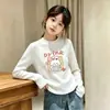 Camada de Base de Lã com Manga Longa para Meninas 2026 Outono/Inverno Novo Estilo Roupa Íntima Infantil para Crianças de Meia-Idade e Mais Velhas Camiseta Quente com Gola Redonda