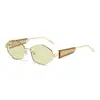 Gafas de Sol de Moda Tendencia Europeas y Americanas Transfronterizas de Amazon 2025 Rombo Metal Polígono Gafas de Sol de Gama Alta
