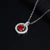Collar de Plata de Ley S925 con Rubí Cultivado Zhou Hengfu para Mujer Lujo Ligero Sentido de Diseño Nicho Redondo Retro Transfronterizo