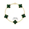 Pulsera de Trébol de Cuatro Hojas y Cinco Flores CNC Oro V Delgado Flor Nueva Edición Artesanía Fina Cadena Gruesa de Nueve Secciones Pulsera de Trébol de Cuatro Hojas de Nácar Blanco Natural