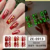 Adesivos de unha à prova d'água Zhengxiang Europeus e Americanos, cor sólida, conjunto de 16 peças, película de esmalte que brilha no escuro, design de floco de neve de comércio exterior, adesivos de unha de Natal