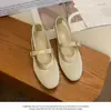 Sapatos Mary Jane planos estilo fada retrô com estampa de Grou Branco para mulheres, modelo novo com uma única tira e malha, mocassins versáteis e respiráveis estilo francês