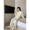 Shanli Dadi Gris Casual Moda Tejido Traje Mujer Otoño e Invierno Nuevo Estilo Coreano Holgado Estilo Perezoso Pierna Ancha Dividido