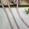 Accesorios de Encaje Rosa Cristalino para Decoración de Ropa, Tiras para Bordes de Cuello y Bolsillos, Cuentas de Arroz, Tela de Malla y Cinta