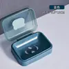 Saboneteira transparente com tampa flip-top, caixa de sabonete com drenagem, portátil com tampa, design criativo, adequada para banheiro, viagens, dormitórios estudantis e uso doméstico