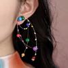 Pendientes Largos con Borlas de Cuentas Color Dopamina para Mujer 2024 Nuevos Populares de Moda Diseño de Nicho Pendientes de Alta Calidad