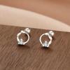 Aretes de Plata Esterlina s999 para Mujer Plata de Pie Tornillo Patrón de Seda Simple Elegante ins Pequeños Clavos para Cartílago de la Oreja Aretes Semanales Libres para Dormir