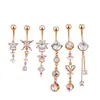 Pingente de Flor em Aço Inoxidável com Zircônia Joia Simples para Piercing Anel para Umbigo Conjunto Mais Vendido na Amazon Atacado