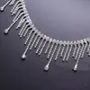 Corrente de strass DIY mais vendida Pingente de miçanga de vidro Franja Corrente de diamante Laço Acessórios de cabelo Alça de ombro Acessórios de vestuário Corrente de diamante costurada à mão