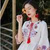 Vestido de Foto de Viagem Yunnan Dali Lijiang Algodão e Linho Vestido Arte Retrô Foto Saia Vermelha Fábrica