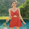 Nuevo traje de baño sexy de tres piezas dividido para mujer, que cubre el abdomen, adelgazante, para pecho pequeño, push up, bikini conservador, traje de baño para aguas termales