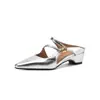 Mules de salto plataforma 4cm estilo francês, novos sapatos femininos de bico fino, sandálias de plataforma elegantes e versáteis