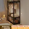 Estantería de alta calidad, armario, dormitorio, fácil de montar, adecuado para apartamentos de alquiler, perchero de metal de estilo abierto, estante de almacenamiento y armario de almacenamiento