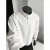 En stock Otoño 2026 Nuevo Estilo Sudadera con Capucha de Algodón 380g con Media Cremallera para Hombre Casual Personalidad Manga Larga
