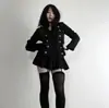 Chica Caliente de Calle Transfronteriza Otoño/Invierno Chaqueta Estilo Retro Napoleón para Mujer Delgado con Capucha de Cuello Alto Ropa Exterior Decoración de Botones