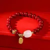 Pulsera de Imitación de Perla de Agua Dulce y Cinabrio, Pulsera, Pulsera de Bendición del Año Zodiacal, Pulsera de Regalo para Mejor Amiga y Novia