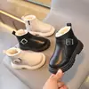 Botas para niña, Botas tipo Martin para niño pequeño, Zapatos para bebé y niños, Impermeables y antideslizantes, Botas de algodón con felpa elegantes para otoño e invierno