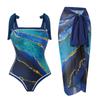 [Nuevo traje de baño para mujer estilo vacacional europeo y americano] mono multicolor con estampado digital vestido de gasa de gasa protector solar Amazon