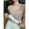 Camiseta de Velour Grueso de Manga Larga con Cuello Cuadrado para Bebé y Mujer, Ropa Interior Térmica Ajustada para Otoño e Invierno 2026