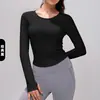 Top de Fitness de Manga Larga con Espalda Descubierta Transfronterizo para Mujer, Ropa de Yoga Transpirable Ajustada, Top Deportivo Adelgazante de Alta Elasticidad