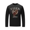 Camiseta de Manga Larga para Hombre con Diseño de Cabeza de Tigre con Pedrería, Nueva Tendencia Otoño 2026 Ajuste Delgado Tallas Grandes Camisa Base Pesada