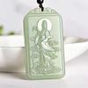 Colgante Grande de Jade Verde Afgano y Blanco Guanyin Colgante Guanyin de Jade Blanco Adorno de Colgante Cuadrado de Jade Hetian