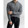 Nuevo suéter de punto POLO para otoño e invierno para hombre, estilo old money, media cremallera, textura de punto trenzado, venta al por mayor de fábrica transfronteriza