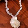 Colar Gargantilha Boho com Pedras Naturais em Lascas e Concha do Mar para Mulheres Joias de Praia Oceânica