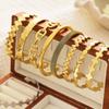 Pulseira de Ouro Retrô Europeia e Americana Pulseira Assimétrica de Aço Titânio Abertura em Forma de C Pulseira Ajustável de Aço Inoxidável para Mulheres