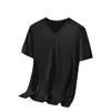 Camiseta de Manga Corta de Seda de Hielo Modal para Hombre Verano Delgada Cuello en V Negro Puro Color Puro Nueva de Secado Rápido Manga Media Juvenil