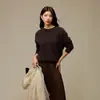 Suéter Cepillado de Seda y Cachemira para Mujer sin Costuras de una Sola Pieza Cuello Redondo Base de Lana Nueva Ropa para Mujer Prendas de Punto Top de Principios de Otoño