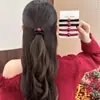Lazo Rojo de Cuentas para el Cabello de Año Nuevo 2026 para Mujer, Goma Elástica de Alta Elasticidad, Accesorio Versátil para Cola de Caballo y Moño