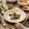 Plato Cerámico Profundo de Cerámica Gruesa Único Estilo Retro para Restaurantes y Hoteles, Plato de Postre y Sopa de Alta Estética, Plato Creativo para Emplatado de Filetes y Comida Occidental