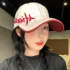 Gorra de béisbol bordada con letra para mujer, ala ancha, cara grande, gorra tipo pico de pato, circunferencia de cabeza grande, copa profunda, sombrero de uso diario que hace que la cara se vea más pequeña