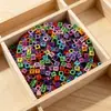 Accesorios para joyería DIY, cuentas acrílicas de colores, cuentas con letras para la educación temprana de niños, pulseras y collares de cuentas, cuentas planas cuadradas