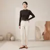 Suéter de Lana de Nuevo Estilo Otoño e Invierno con Cuello Medio Alto para Mujer Suéter de Punto Canalé Adelgazante sin Costuras para Superponer Capa Interior Capa Base