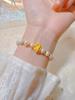 Pulsera Popular de Loto Dorado de Douyin con Perlas Imitación para Mujer, Pulsera de Flor de Durazno, Pulsera de Bolsa de Dinero Chapada en Oro para Mujer, Regalo de Cumpleaños