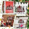 Placa de puerta de Feliz Navidad, decoración de celosía de búfalo, decoración de granja colgante para porche, etiqueta de decoración para el hogar al aire libre antes de Navidad