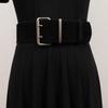 Novo estilo coreano Dongdaemun-style Double Needle Suede Wide Belt Vintage Silver Buckle Cow Two-layer Suede Belt Women