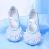 Zapatos de Baile Temperamento para Niños Satén Perla Encaje Zapatos de Baile de Práctica para Niñas Azul Bebé Ballet Suela Suave 8061