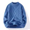 Suéter de Punto Trenzado de Cuello Medio Alto para Hombre Cardigan Grueso Retro de Punto Trenzado de Diamantes Ajuste Holgado Capa Base Múltiples Colores en Stock