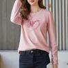 Camiseta de Manga Larga de Algodón Puro para Mujer Primavera y Otoño Nueva Moda Coreana Casual Holgada Camisa para Vestir por Capas Top Chic con Hombro Derecho