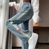 Jeans de Pierna Recta Niña Pequeña Sueltos Casuales Pantalones de Pierna Ancha de Dagging Verano Cintura Alta Costura Pantalones Largos