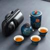 Juego de té de viaje portátil de cerámica, una tetera, tres tazas, tetera pequeña, regalo clásico