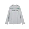 Morado Uva Oscuro Letra Funcional Deportiva Protección Solar Manga Larga Camiseta Casual Americano Corte Limpio Ropa para Ciclismo al Aire Libre
