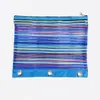 Amazon popular colorido malla de tela arcoíris nylon transparente cremallera a rayas de colores bolsa de archivo suministro directo de fábrica