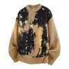Suéter Color Block Estilo Americano para Homens, Nova Marca de Moda Outono e Inverno, Estiloso e Quente, Gola Redonda, Top de Tricô Estilo Preguiçoso, Aliexpress