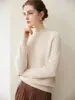 Suéter de cachemira de doble hebra engrosado de cuello alto medio para mujer, 100% cachemira pura, elegante capa interior, suéter base de color liso