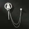 Terno Personalizado Masculino com Insígnia de Franja, Joias de Instrumento Guitarra, Broche de Corrente, Acessórios de Broche de Bola Torcida